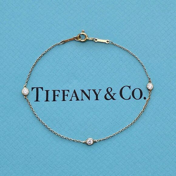 $3400++ Tiffany & Co. Elsa Peretti Diamond By The Yard 18k Yellow Gold Bracelet - Picture 1 of 12